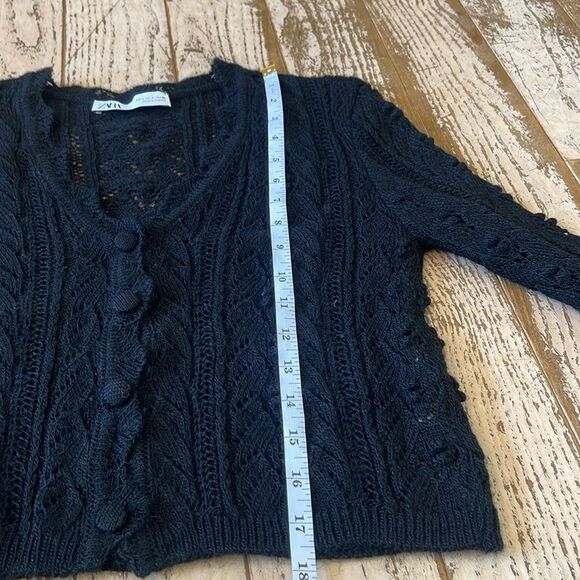 ZARA Black Knit Cardigan Top Jacket size S - Picture 13 of 14